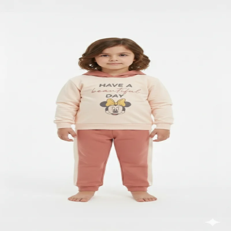 Minnie kids Girls set inside light Fleece For autumn wear
