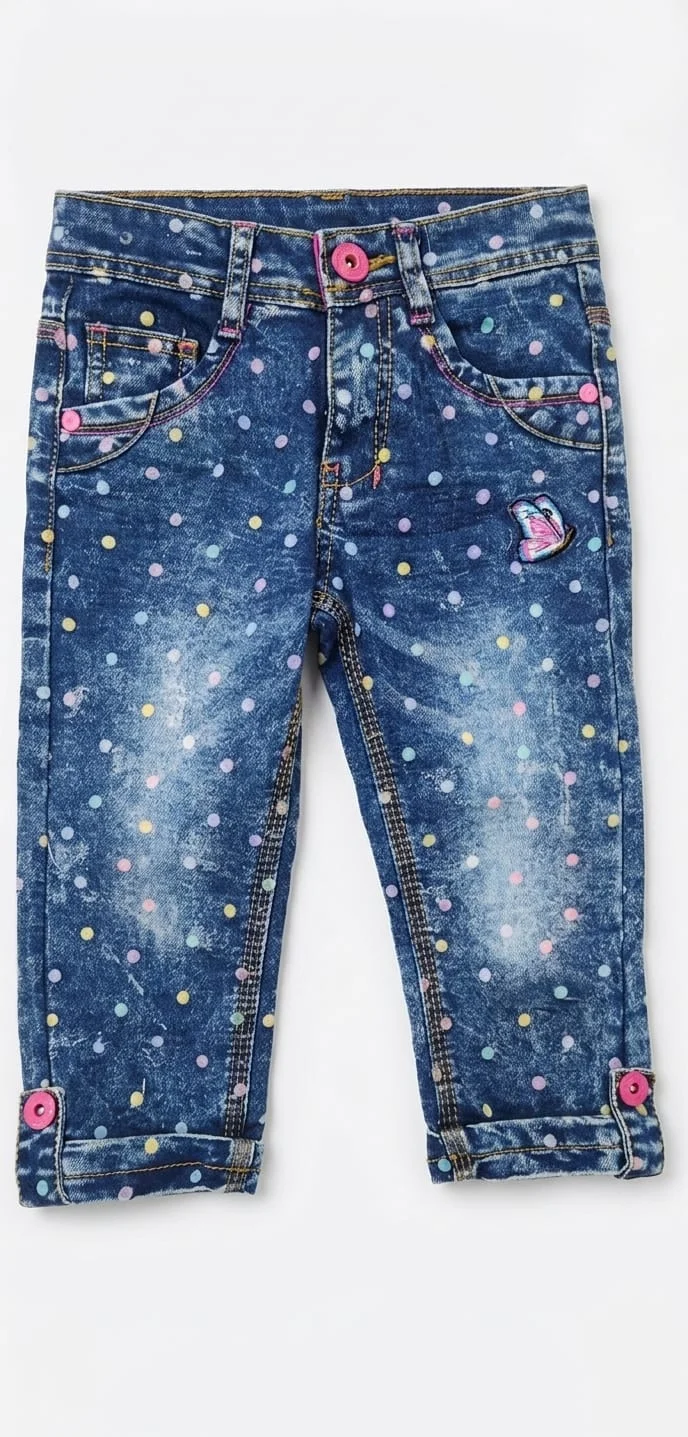 NEXT SLIM BLUE DOTTED GIRLS JEANS FOR SUMMER WEAR