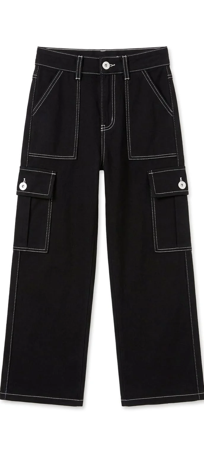 BLACK CARGO GIRLS JEANS FOR SUMMER WEAR