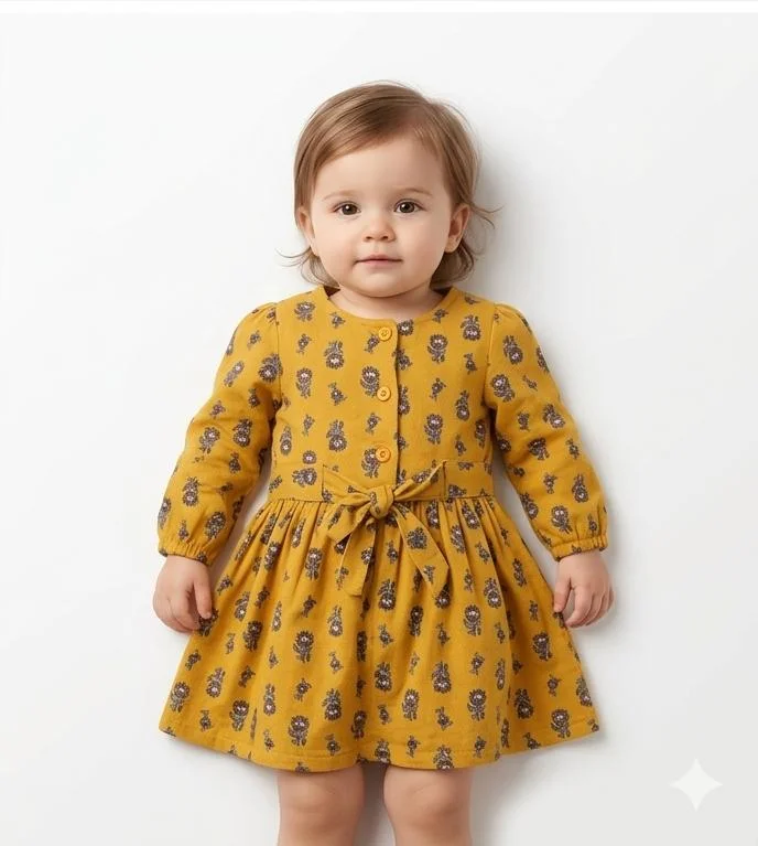 BABY/GIRLS LONG SLEEVED FROCK FOR SUMMER WEAR