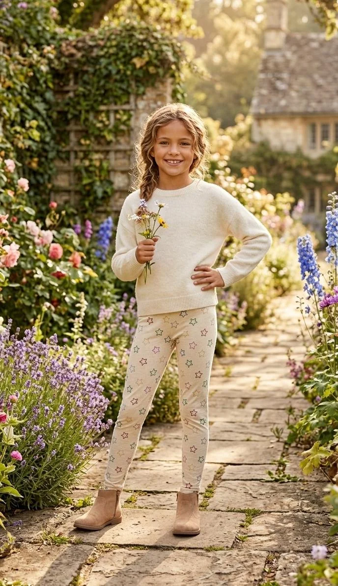 GIRLS PRINTED LEGGINGS COLOURFUL STAR PRINTED FOR SUMMER WEAR