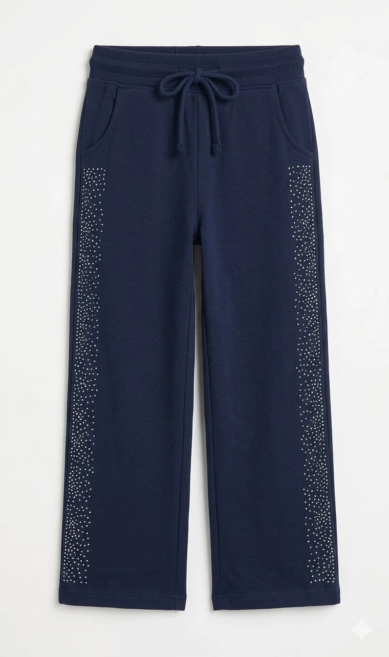 CATFISH GIRLS RHINESTONE CASUAL TROUSERS FOR SUMMER WEAR