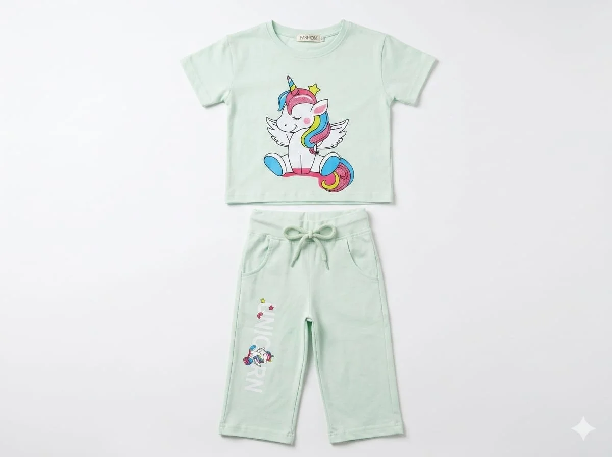 CATFISH BABY/GIRLS UNICORN PRINT SET FOR SUMMER WEAR