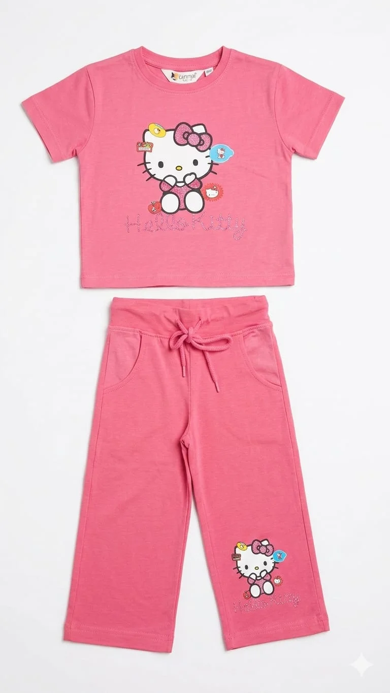 CATFISH BABY/GIRLS PRINTED PINK SET FOR SUMMER WEAR