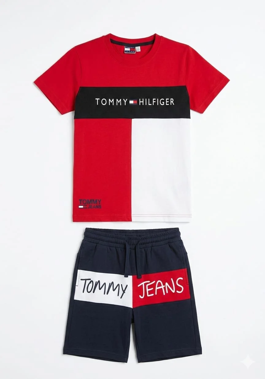 TOMMY HILFIGER BOYS T-SHIRT & SHORTS SET FOR SUMMER WEAR