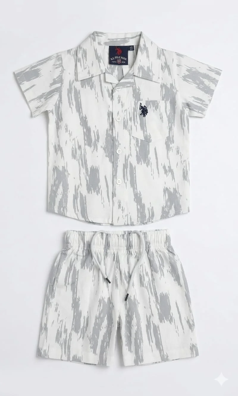 U.S.POLO.ASSN BOYS SHORT SLEEVE & SHORTS SET FOR SUMMER WEAR