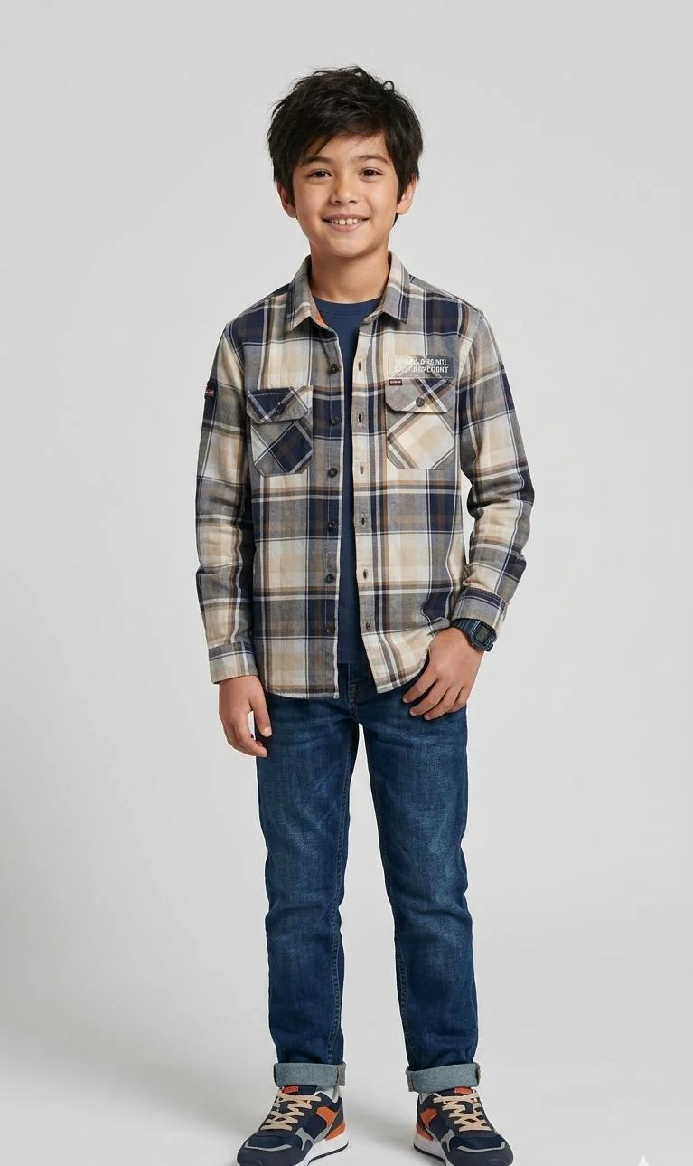 SUPERDRY BOYS DUAL CHEST POCKETS SHIRT FOR SUMMER WEAR