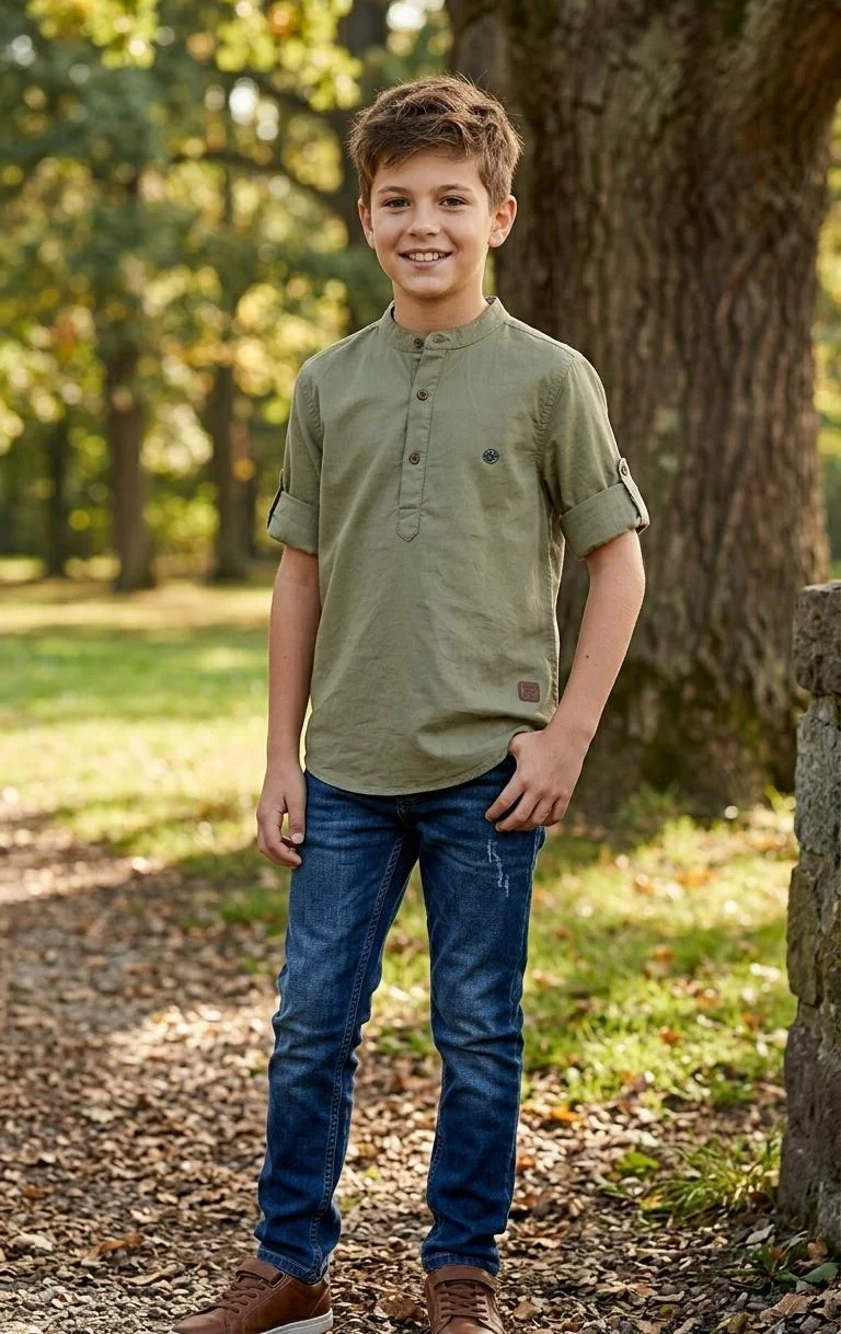 PMCXX BOYS MANDARIN COLLER SHIRT FOR SUMMER WEAR