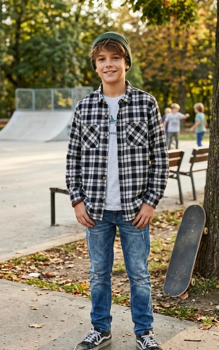 GAP BOYS COTTON BLEND CHECKERED SHIRT FOR SUMMER WEAR
