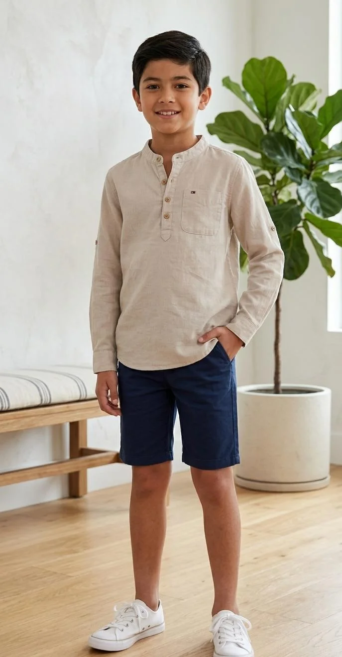 TOMMY HILFIGER MANDARIN COLOUR SHIRT FOR SUMMER WEAR
