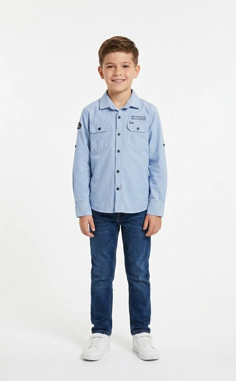 SUPERDRY BOYS STRIPED LONG SLEEVE SHIRT FOR SUMMER WEAR
