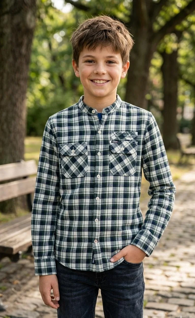 SUPERDRY BOYS STRIPED LONG SLEEVE SHIRT FOR SUMMER WEAR
