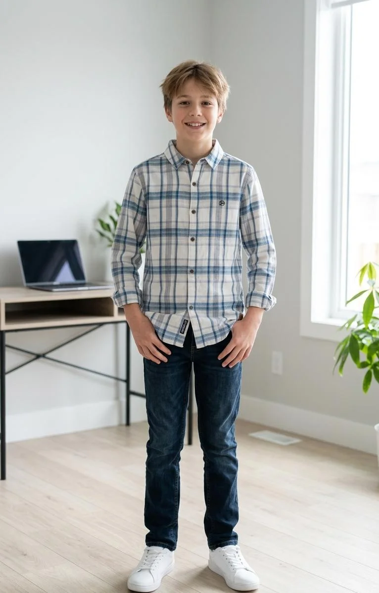 PMCXX WHITE UE BLUE CHECKED CASUAL SHIRT FOR SUMMER WEAR