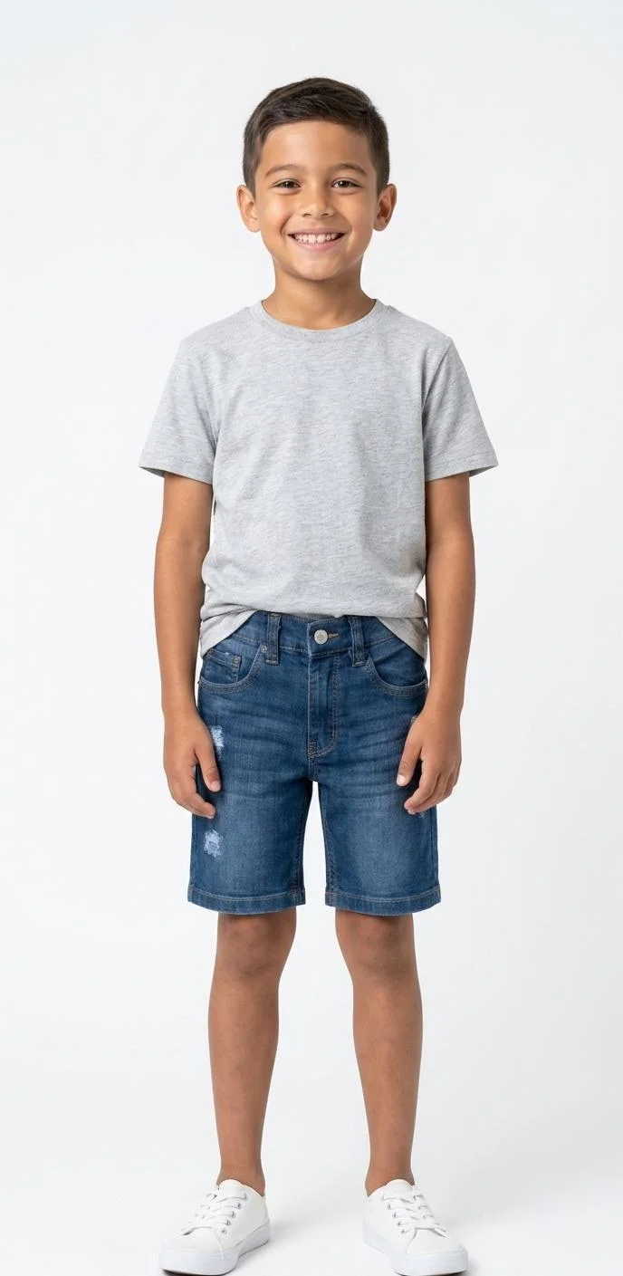 BOYS REGULAR FIT DENIM JEANS SHORTS FOR SUMMER WEAR