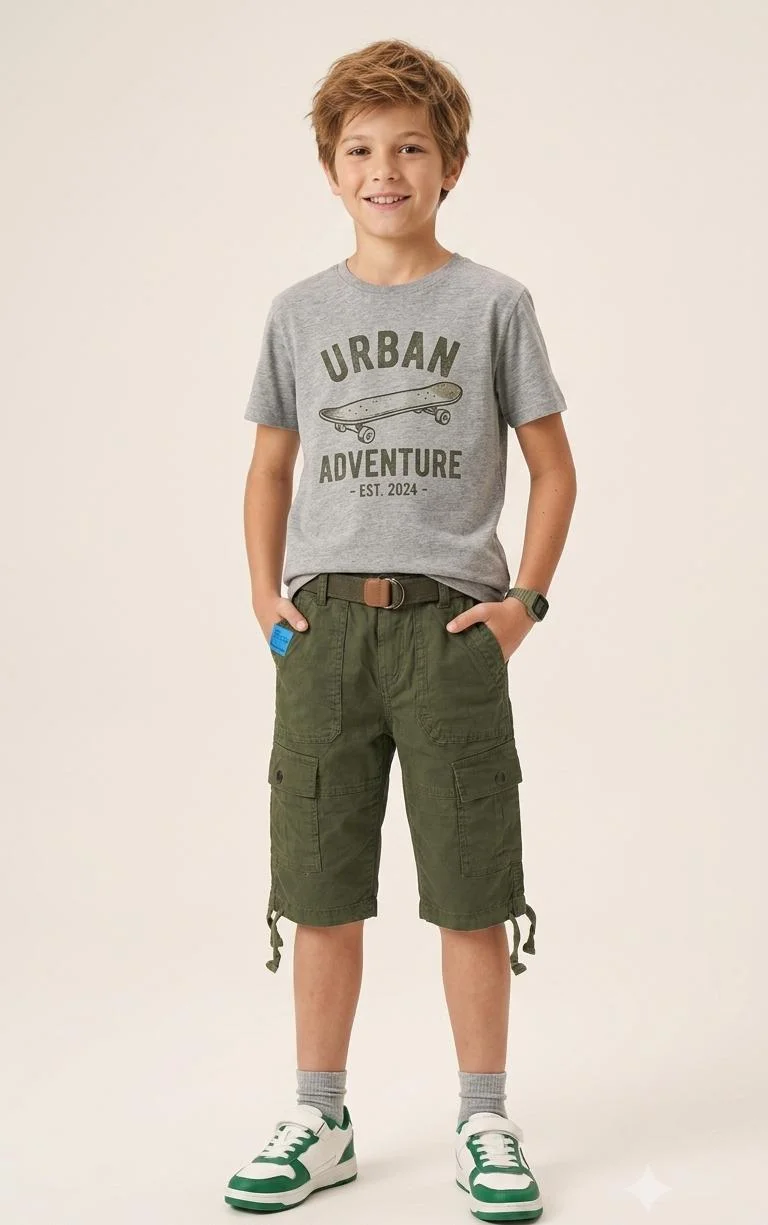BOYS COTTON RICH STRETCHABLE PANT SHORTS FOR SUMMER WEAR