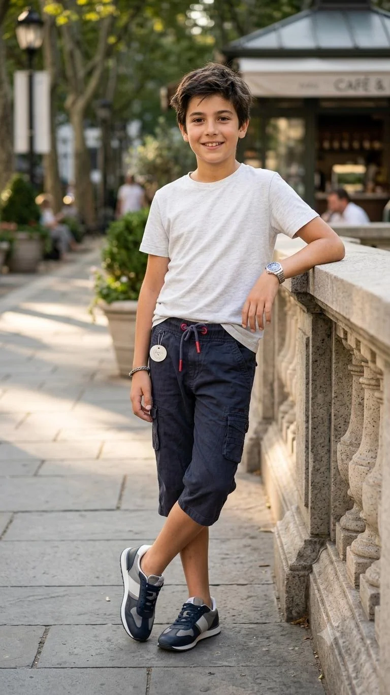 BOYS CARGO REGULAR FIT KNEE LENGTH CAPRIS FOR SUMMER WEAR