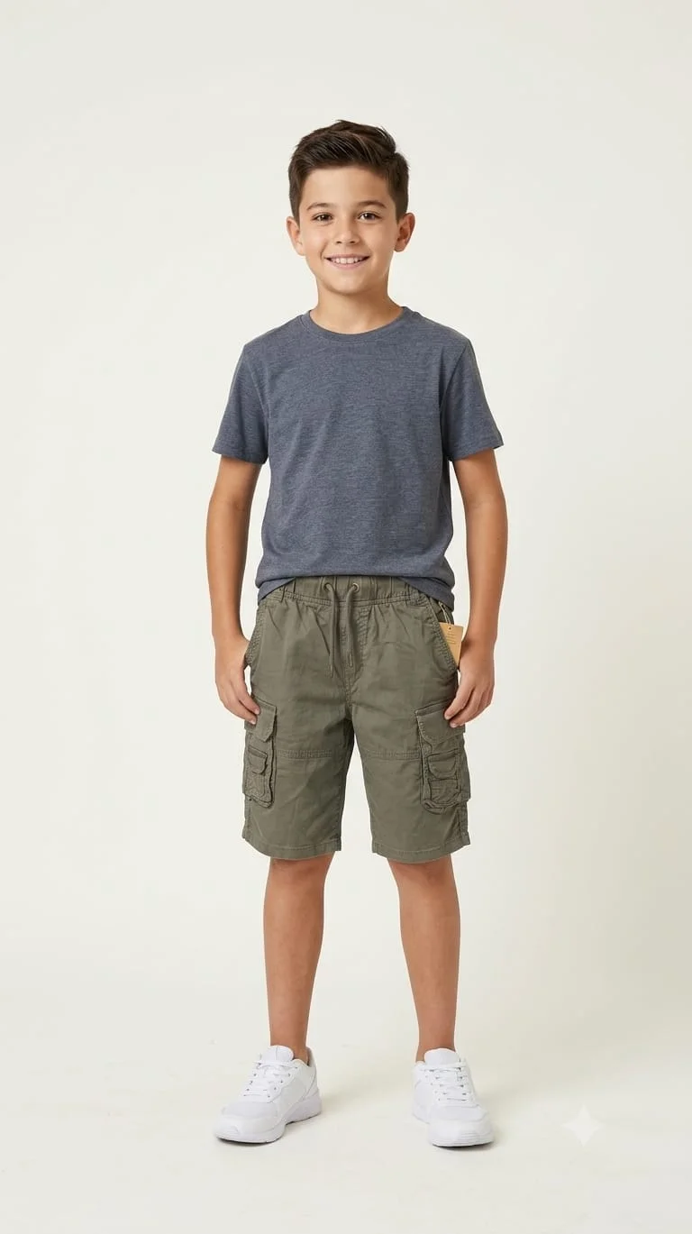 BOYS CARGO REGULAR FIT KNEE LENGTH SHORTS FOR SUMMER WEAR