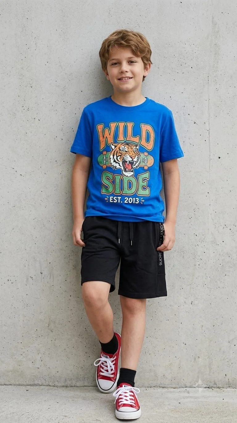 BOYS RELAXED FIT SPORTS SHORTS FOR SUMMER WEAR