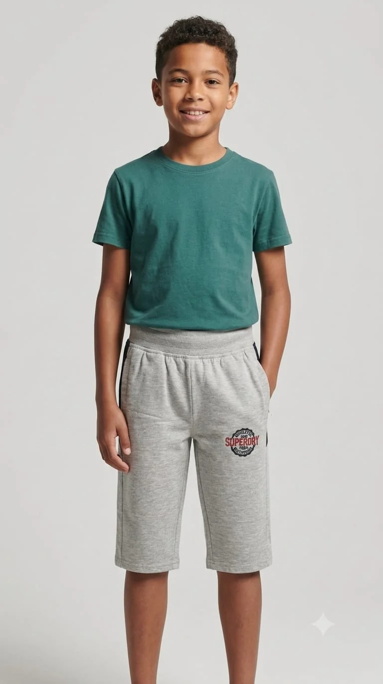 BOYS COTTON RICH STRETCHABLE KNIT TERRY CAPRIS FOR SUMMER WEAR