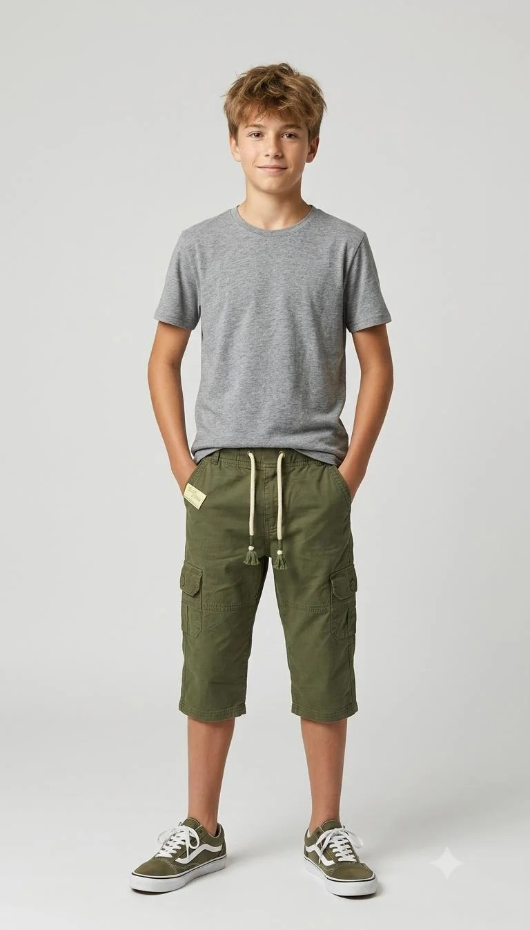 BOYS CARGO COTTON CAPRIS FOR SUMMER WEAR